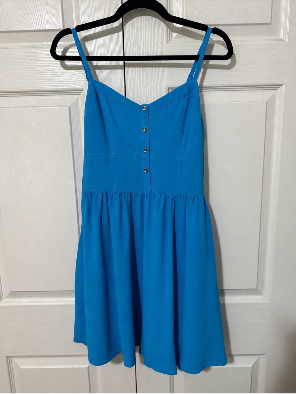 Express Cobalt Blue Button-Front Mini Dress